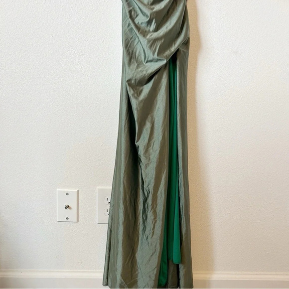 La Scala Olive Green Back Lace-Up Mermaid Dress Gown #25925 Size L - Picture 4 of 8
